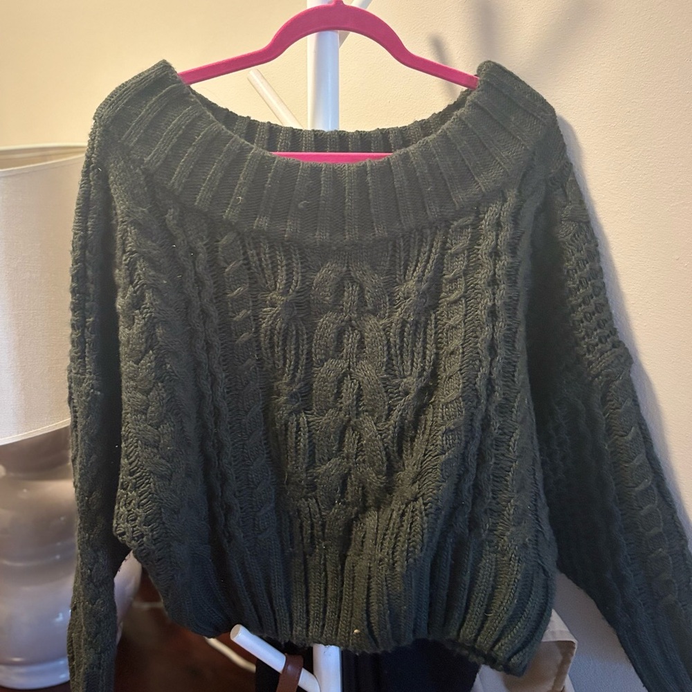 Anthropologie Forest Green Textured Knit Top